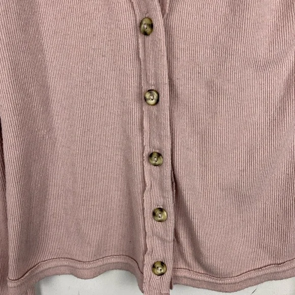 We The Free Call Me Cardigan Sweater Pink V-neck Button Front Long Sleeve Medium - Picture 7 of 12